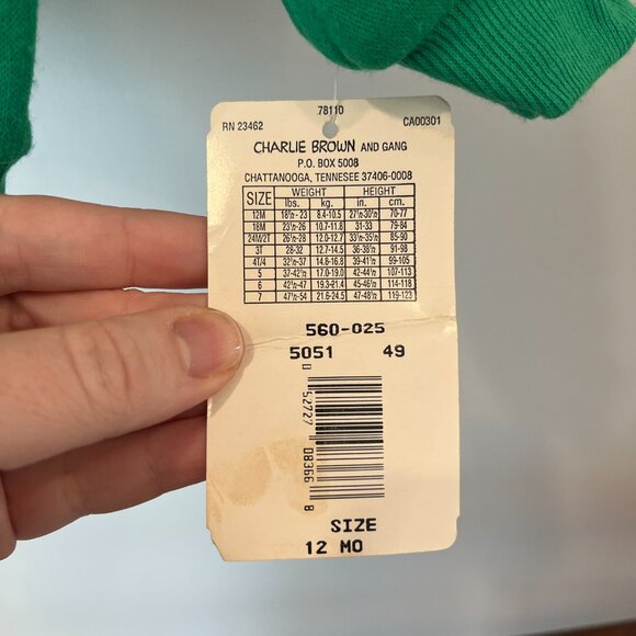 VTG 12m Snoopy Christmas Sweatshirt Charlie Brown & Gang Infant Toddler w/ Tags - Picture 4 of 9